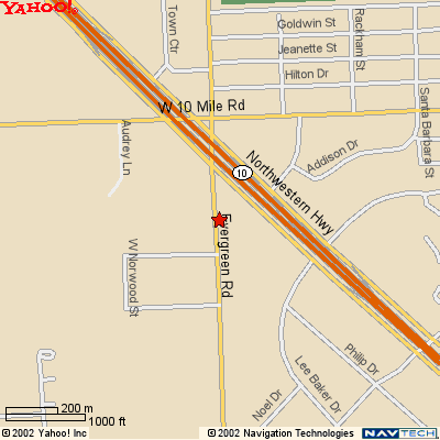 Map to Tapestry Banquet Hall in Southfield, Michigan